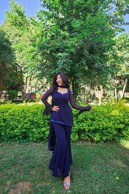 MAYA RETRO KURTHI : NAVY BLUE